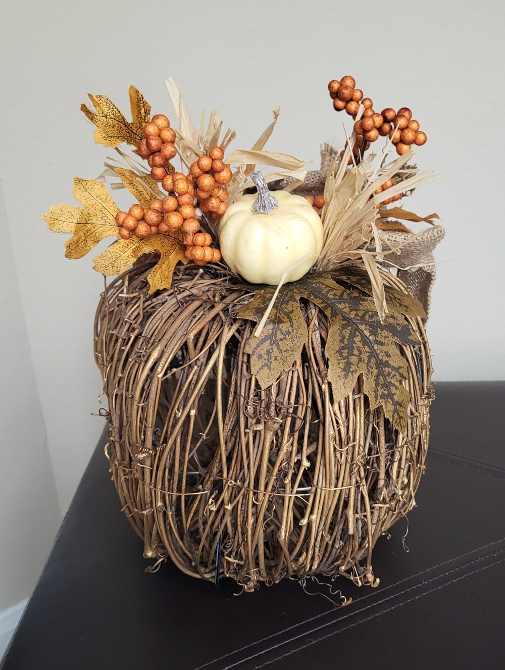 Light-up Rattan Pumpkin Decor